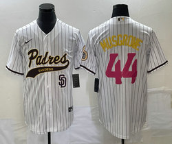 Nike San Diego Padres #44 Joe Musgrove White Stripe Team Logo on front Joint Authentic Stitched baseball jersey