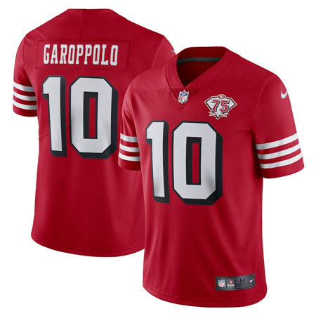 Nike San Francisco 49ers #10 Jimmy Garoppolo Red New Vapor Untouchable 75th anniversary Authentic Stitched NFL Jersey