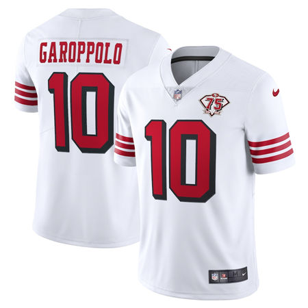 Nike San Francisco 49ers #10 Jimmy Garoppolo White New Vapor Untouchable 75th anniversary Authentic Stitched NFL Jersey