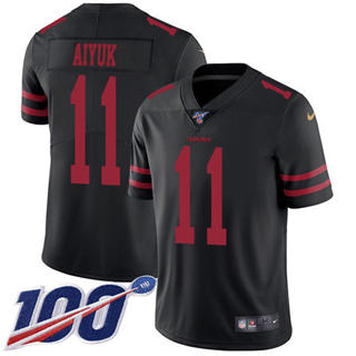 Nike San Francisco 49ers #11 Brandon Aiyuk 100th Season Black Vapor Untouchable Authentic Stitched NFL Jerseys