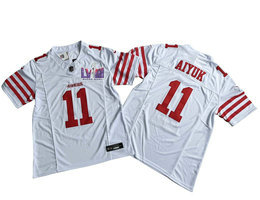 Nike San Francisco 49ers #11 Brandon Aiyuk White 2023 F.U.S.E With 2024 Super Bowl (LVIII ) patch Jersey