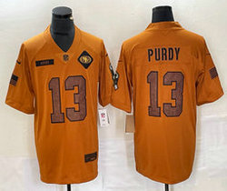 Nike San Francisco 49ers #13 Brock Purdy 2023 Brown Salute To Service Authentic Stitched NFL Jersey