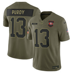 Nike San Francisco 49ers #13 Brock Purdy Olive 2025 Salute To Service Stitched Football Jersey