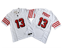 Nike San Francisco 49ers #13 Brock Purdy White 2023 F.U.S.E. have black outline Stitched Football Jersey
