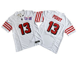 Nike San Francisco 49ers #13 Brock Purdy White 2023 F.U.S.E. have black outline With 2024 Super Bowl (LVIII ) patch Jersey