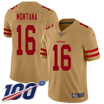 Nike San Francisco 49ers #16 Joe Montana 100th Season Inverted Legend Vapor Untouchable With Team Patch Authentic Stitched NFL Jersey