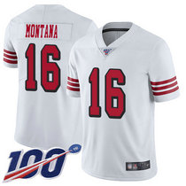 Nike San Francisco 49ers #16 Joe Montana 100th Season White Vapor Untouchable Authentic Stitched NFL Jersey