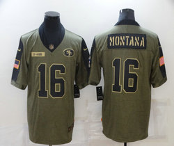 Nike San Francisco 49ers #16 Joe Montana 2021 salute to service Authentic Stitched NFL Jersey