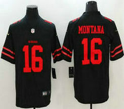 Nike San Francisco 49ers #16 Joe Montana Black Vapor Untouchable With Team Patch Authentic Stitched NFL Jersey