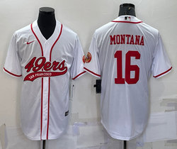 Nike San Francisco 49ers #16 Joe Montana White Joint adults Authentic Stitched baseball jersey