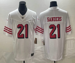 Nike San Francisco 49ers #21 Deion Sanders White 2023 F.U.S.E. black outline NFL Jerseys