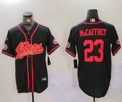 Nike San Francisco 49ers #23 Christian McCaffrey Black Joint Gold font Authentic Stitched baseball jersey