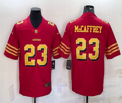 Nike San Francisco 49ers #23 Christian McCaffrey Red Gold name Authentic Stitched NFL Jersey