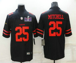Nike San Francisco 49ers #25 Elijah Mitchell Black With 2024 Super Bowl (LVIII ) patch Jersey