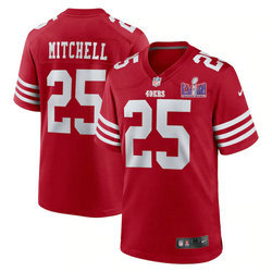 Nike San Francisco 49ers #25 Elijah Mitchell Red With 2024 Super Bowl (LVIII ) patch Jersey