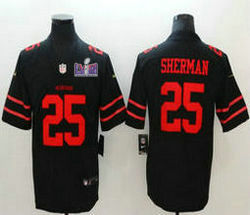 Nike San Francisco 49ers #25 Richard Sherman Black With 2024 Super Bowl (LVIII ) patch Jersey