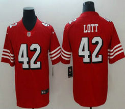 Nike San Francisco 49ers #42 Ronnie Lott Red New Vapor Untouchable Authentic Stitched NFL Jersey