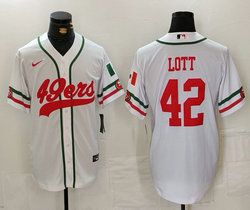 Nike San Francisco 49ers #42 Ronnie Lott White 2024 Joint Authentic Stitched baseball jersey