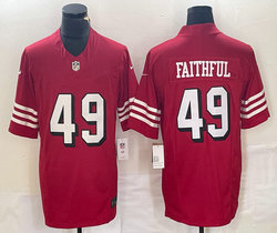 Nike San Francisco 49ers #49 The Faithful Red have black outline 2023 F.U.S.E. Jersey