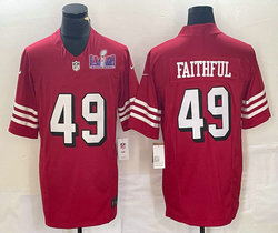 Nike San Francisco 49ers #49 The Faithful Red have black outline 2023 F.U.S.E. With 2024 Super Bowl (LVIII ) patch Jersey