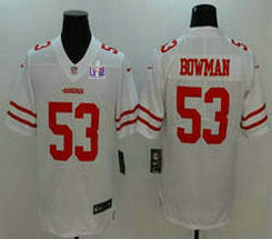 Nike San Francisco 49ers #53 NaVorro Bowman White With 2024 Super Bowl (LVIII ) patch Jersey