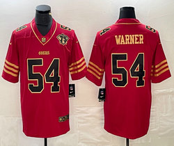 Nike San Francisco 49ers #54 Fred Warner Black Gold Name 75th Authentic Stitched NFL Jersey