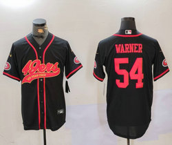 Nike San Francisco 49ers #54 Fred Warner Black Joint Gold font Authentic Stitched baseball jersey
