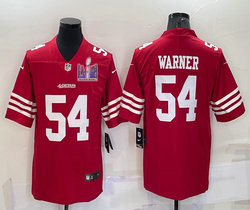 Nike San Francisco 49ers #54 Fred Warner Red With 2024 Super Bowl (LVIII ) patch Jersey