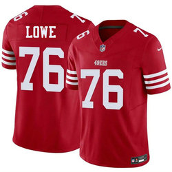 Nike San Francisco 49ers #76 Vederian Lowe Red Authentic Stitched NFL Jersey