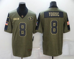 Nike San Francisco 49ers #8 Steve Young 2021 salute to service Authentic Stitched NFL Jersey