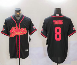 Nike San Francisco 49ers #8 Steve Young Black Joint Gold font Authentic Stitched baseball jersey