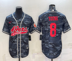 Nike San Francisco 49ers #8 Steve Young Grey Camo Red Name Joint Authentic Stitched baseball jersey