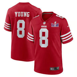 Nike San Francisco 49ers #8 Steve Young Red With 2024 Super Bowl (LVIII ) patch Jersey