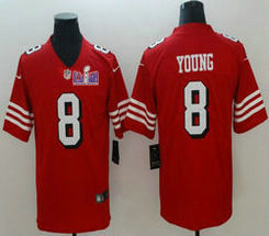 Nike San Francisco 49ers #8 Steve Young Red have the black outline With 2024 Super Bowl (LVIII ) patch Jersey