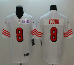 Nike San Francisco 49ers #8 Steve Young White have the black outline With 2024 Super Bowl (LVIII ) patch Jersey