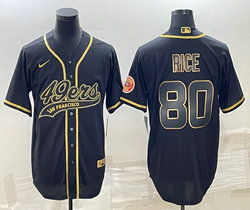 Nike San Francisco 49ers #80 Jerry Rice Black Gold Joint Authentic Stitched baseball jersey