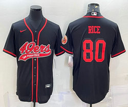 Nike San Francisco 49ers #80 Jerry Rice Black Joint Number black figure Authentic Stitched baseball jersey
