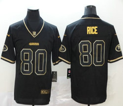 Nike San Francisco 49ers #80 Jerry Rice Black Throwback Gold Number Authentic Stitched NFL Jersey