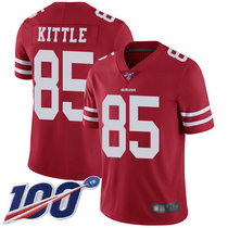 Nike San Francisco 49ers #85 George Kittle 100th Season Red Vapor Untouchable With Team Patch Authentic Stitched NFL Jersey