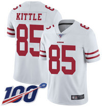 Nike San Francisco 49ers #85 George Kittle 100th Season White Vapor Untouchable With Team Patch Authentic Stitched NFL Jersey