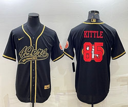 Nike San Francisco 49ers #85 George Kittle Black Joint Team Logo Authentic Stitched baseball jersey
