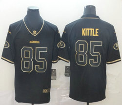 Nike San Francisco 49ers #85 George Kittle Black Throwback Gold Number Authentic Stitched NFL Jersey