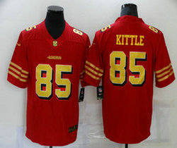 Nike San Francisco 49ers #85 George Kittle Red Gold name Authentic Stitched NFL Jersey
