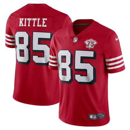Nike San Francisco 49ers #85 George Kittle Red New Vapor Untouchable 75th anniversary Authentic Stitched NFL Jersey