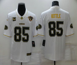 Nike San Francisco 49ers #85 George Kittle White Gold 75th anniversary Authentic Stitched NFL Jersey
