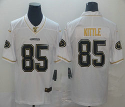 Nike San Francisco 49ers #85 George Kittle White Throwback Gold Number Authentic Stitched NFL Jersey