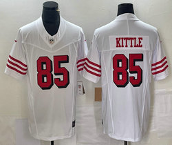 Nike San Francisco 49ers #85 George Kittle White have black outline 2023 F.U.S.E. Jersey