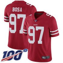 Nike San Francisco 49ers #97 Nick Bosa 100th Season Red Vapor Untouchable With Team Patch Authentic Stitched NFL Jersey