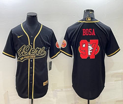 Nike San Francisco 49ers #97 Nick Bosa Black Joint Team Logo Authentic Stitched baseball jersey
