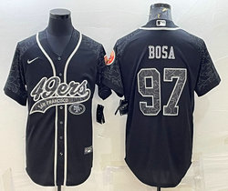 Nike San Francisco 49ers #97 Nick Bosa Black Reflective with logo Authentic Stitched NFL Jersey